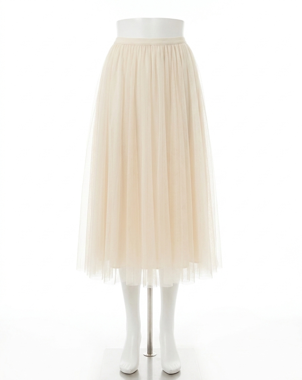 NEW MOLLY BRACKEN tulle knit mesh skirt in off white
